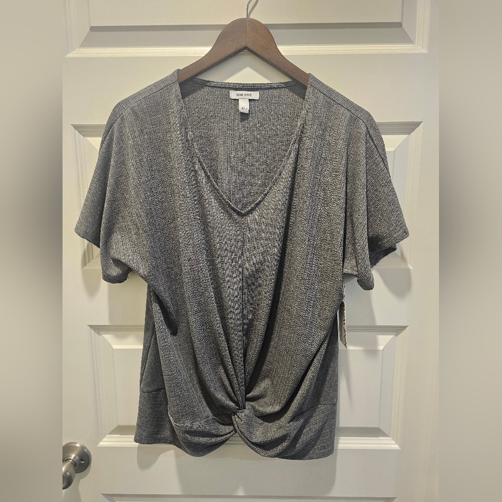 Nine West Twist Front Top Grey NWT